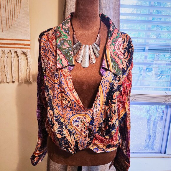 Zara Tops - Zara Multi-Color Abstract Paisley Blouse | Boho Maximalism | Size XL (fits M-L)